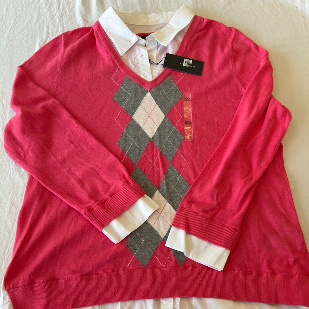 Tommy Hilfiger, argyle sweater, v-neck
